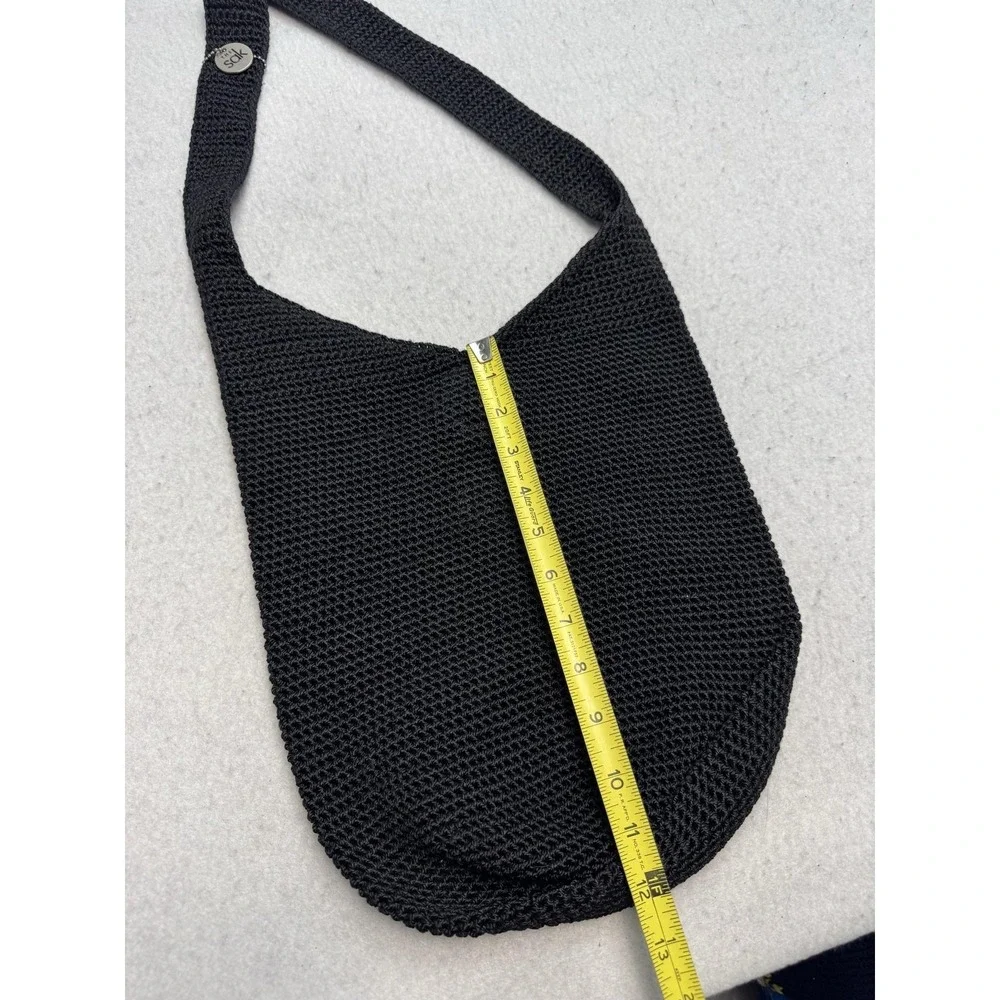 The Sak Shoulder Bag Womens Small Black Knit Lightweight Magnetic Strap Purse